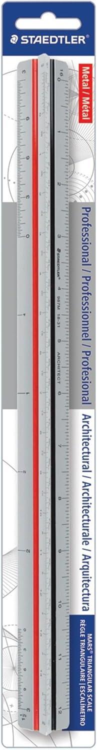 Scale Ruler Staedler STAEDTLER Professional Triangular Scale Ruler – 12in Metal ...