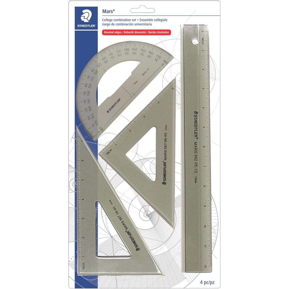 Stadler Ruler STAEDTLER College Combination Set – Triangle, Protractor & Ruler Set ...