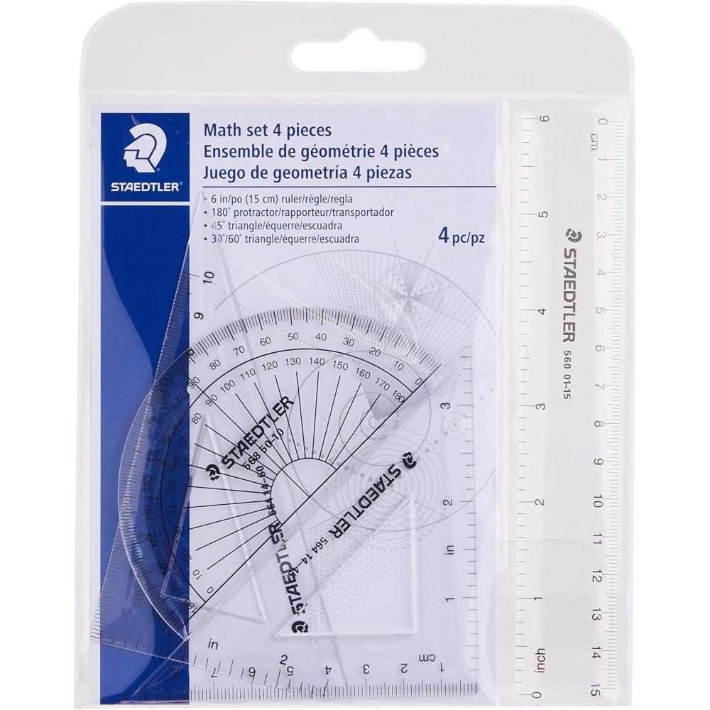 STAEDTLER Math Set – 4 pc Geometry Kit for Students – School Supplies ...