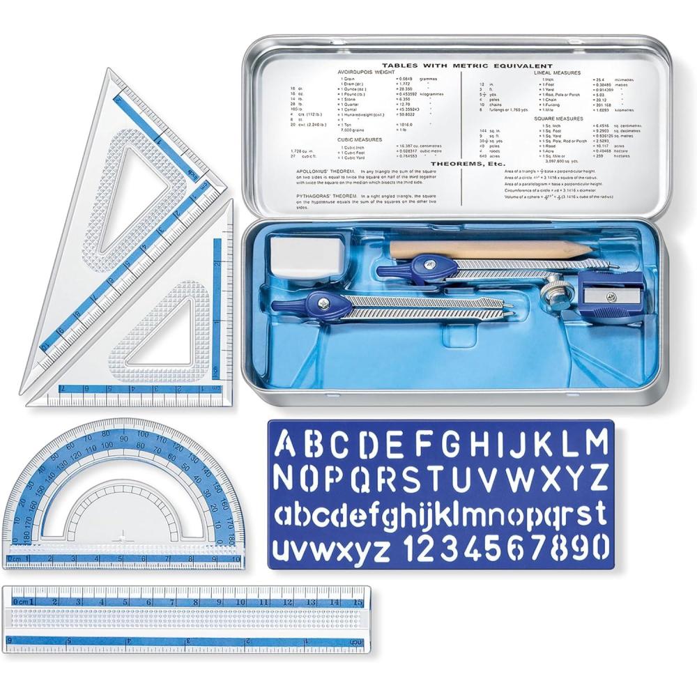 STAEDTLER School Kit Math Geometry Set – 10-Piece Compass, Protractor ...