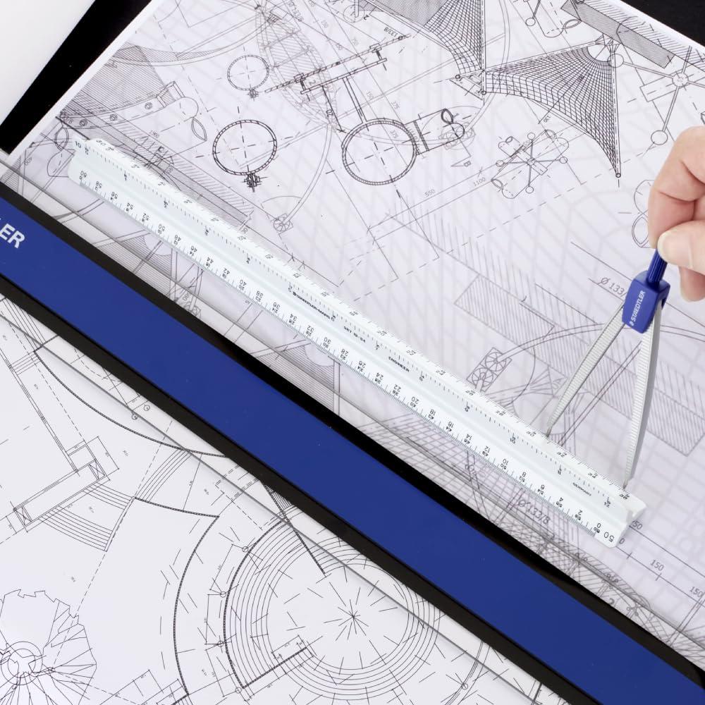 STAEDTLER 12in Engineer Scale Ruler – Triangular Engineering Ruler with ...