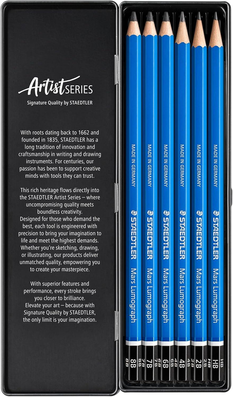 Graphite Levels Set STAEDTLER Mars Lumograph Drawing Pencils: Set of 24 in Metal Case ...