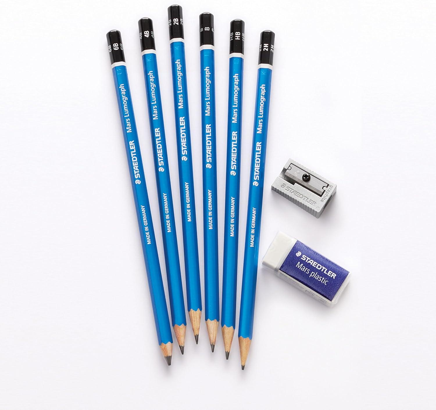 Graphite Levels Set STAEDTLER Mars Lumograph Drawing Pencils: Set of 24 in Metal Case ...