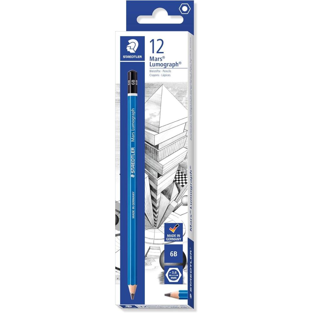STAEDTLER Mars Lumograph 6B Graphite Art Drawing Pencil, Soft, Break ...